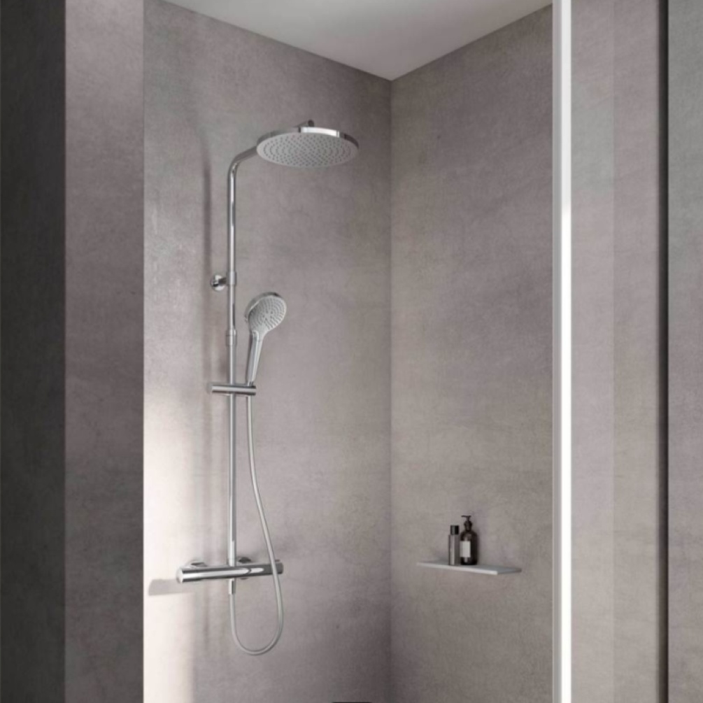 Product Lifestyle image of Keuco Plan Blue Chrome Thermostatic Shower Mixer with Slide Rail 53926 012321